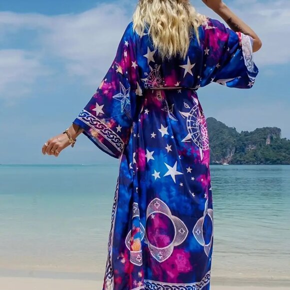 Fancy Star Robe Swim | Robe Moon Stars Kimono Newonly 1 Left | Poshmark